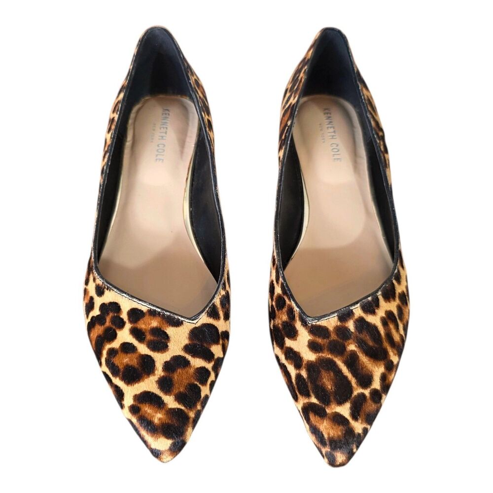 Kenneth Cole New York Leopard Calf Hair Point Block Heel Comfort Shoe 9.5 - Picture 2 of 6